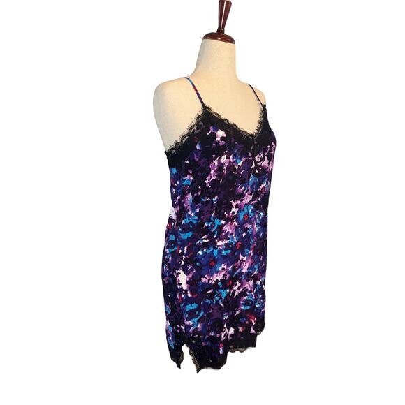 Express purple abstract floral lace lined slip dress size M - Picture 2 of 8